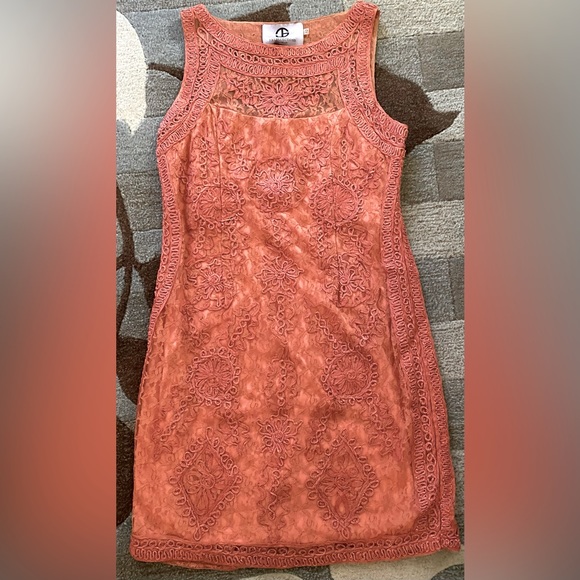 JS Collections Sleeveless Soutache & Lace Sheath Dress Melon  #N61 - Picture 2 of 10